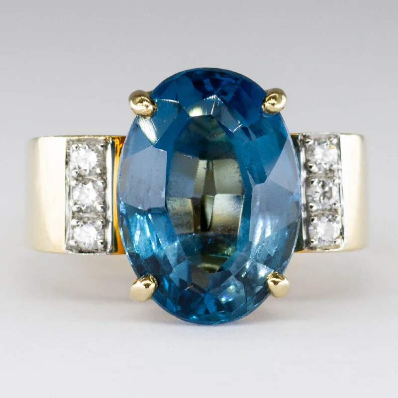 Buy More, Save More On Stunning Jewelry Pieces 'Cavelti' Blue Topaz and Diamond 18k Ring | 7.5ct | 0.15ctw | SZ 7.25