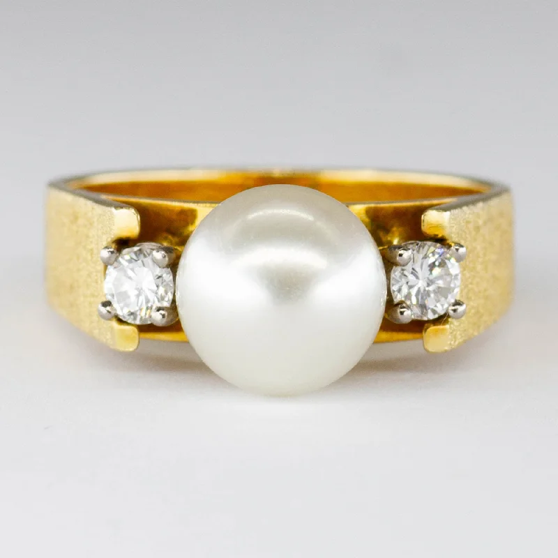 Best-Selling Jewelry Now Available At Special Deals 'Cavelti' Pearl and Diamond Ring | 0.20ctw | SZ 6.75