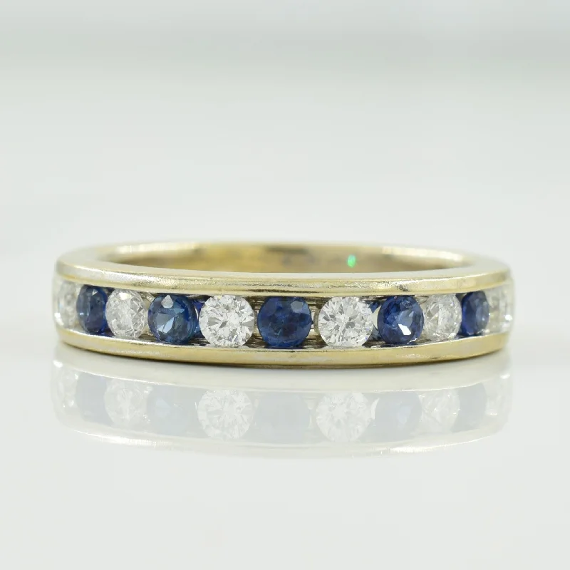 Waterproof Stainless Steel Jewelry For Lasting Beauty Channel Set Diamond & Blue Sapphire Ring | 0.28ctw, 0.25ctw | SZ 6 |