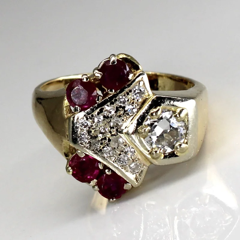 Trending Jewelry Now At Unbeatable Prices Chevron Diamond & Ruby Ring | 0.63ctw | 0.80ctw | SZ 9 |