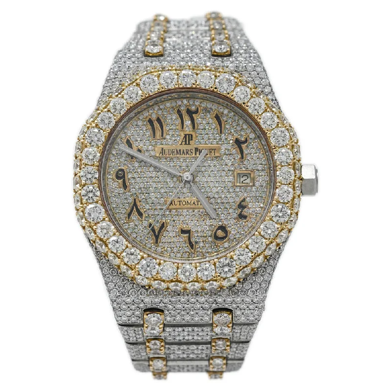 Shop Modern Jewelry Collections With Exclusive Discounts Audemars Piguet Men's Royal Oak Stainless Steel 41mm Custom ICED OUT Pave Dial Watch