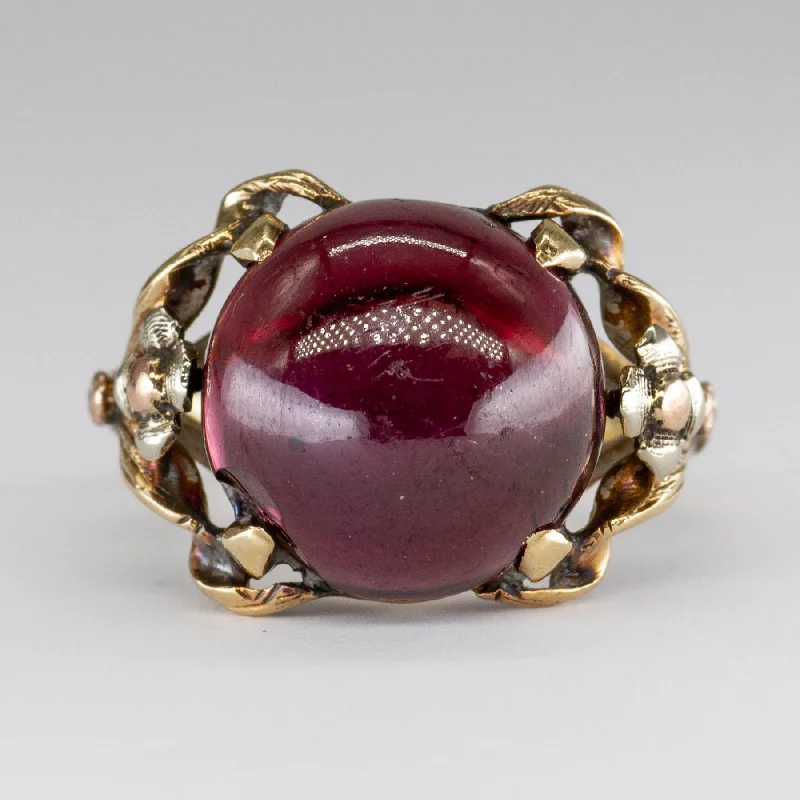 Handmade Pearl Jewelry For Timeless Elegance Garnet Cabochon 14k Gold Ring | 8.6 ctw | SZ 6.75 |