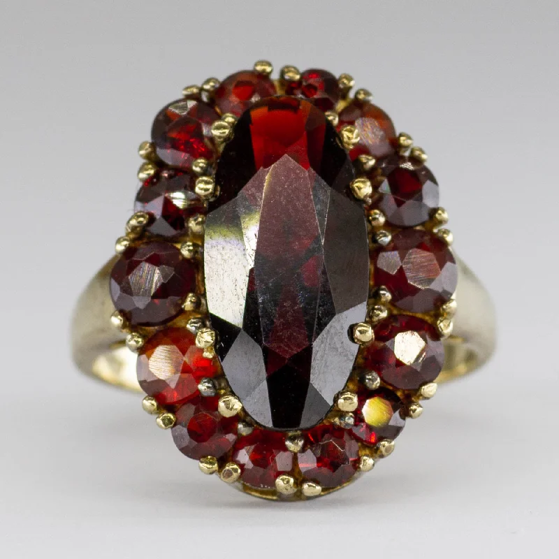 Trendy Minimalist Jewelry For Everyday Wear Oval Garnet Cluster Vintage 8K Gold Ring | 5.8 ctw | SZ 6.5 | Trendy Minimalist Jewelry For Everyday Wear Oval Garnet Cluster Vintage 8K Gold Ring | 5.8 ctw | SZ 6.5 |