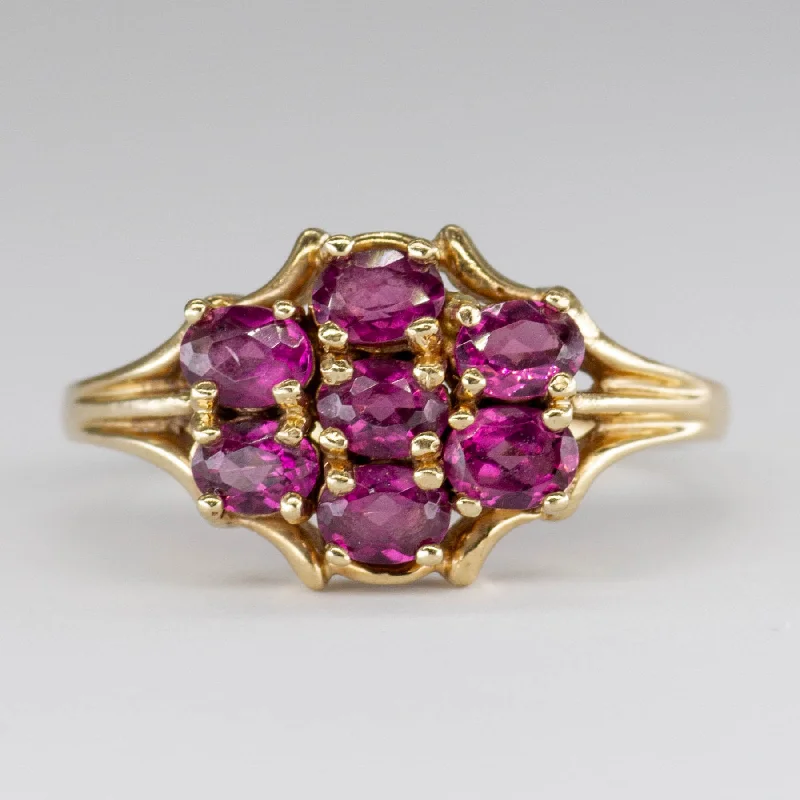 High-Quality Gemstone Jewelry For Special Occasions Garnet Cluster 10K Gold Ring | 1.4 ctw | SZ 7.75 |