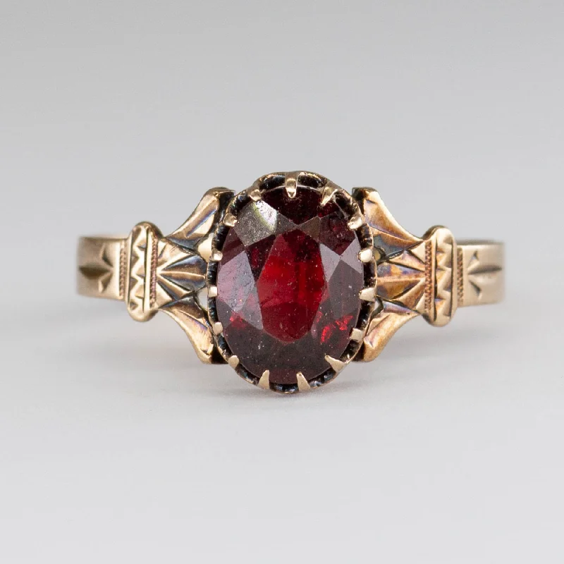 Bohemian-Inspired Jewelry For Free-Spirited Fashion Garnet 10K Rose Gold Ring | 1.25 ctw | SZ 7.0 |