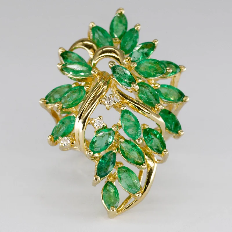 Shine In Style – Shop Jewelry Discounts Today Emerald and Diamond Cocktail Cluster Ring | 1.35ctw, 0.03ctw |SZ 5.5 | Shine In Style – Shop Jewelry Discounts Today Emerald and Diamond Cocktail Cluster Ring | 1.35ctw, 0.03ctw |SZ 5.5 |