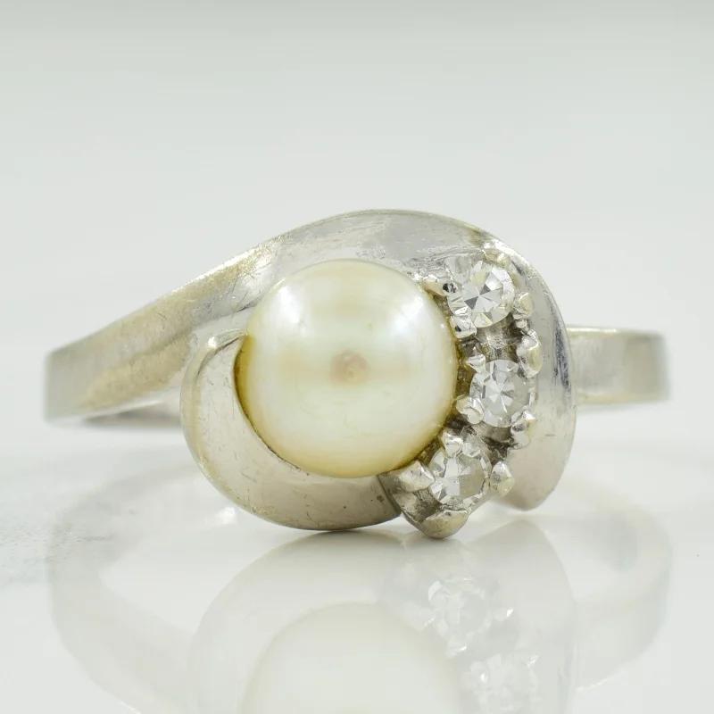 Flash Sale On Exquisite Jewelry – Don't Miss Out Cultured Pearl & Diamond Bypass Ring | 1.50ct, 0.06ctw | SZ 5.75 |