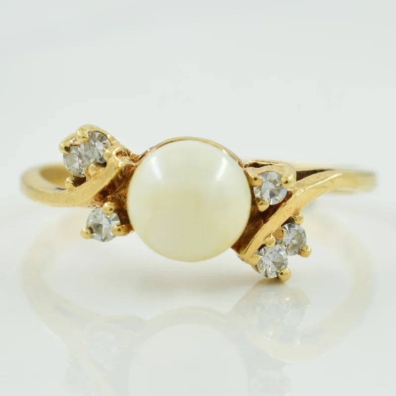 Luxury Meets Affordability – Jewelry Sale Live Now Cultured Pearl & Diamond Bypass Ring | 1.70ct, 0.12ctw | SZ 8.75 |
