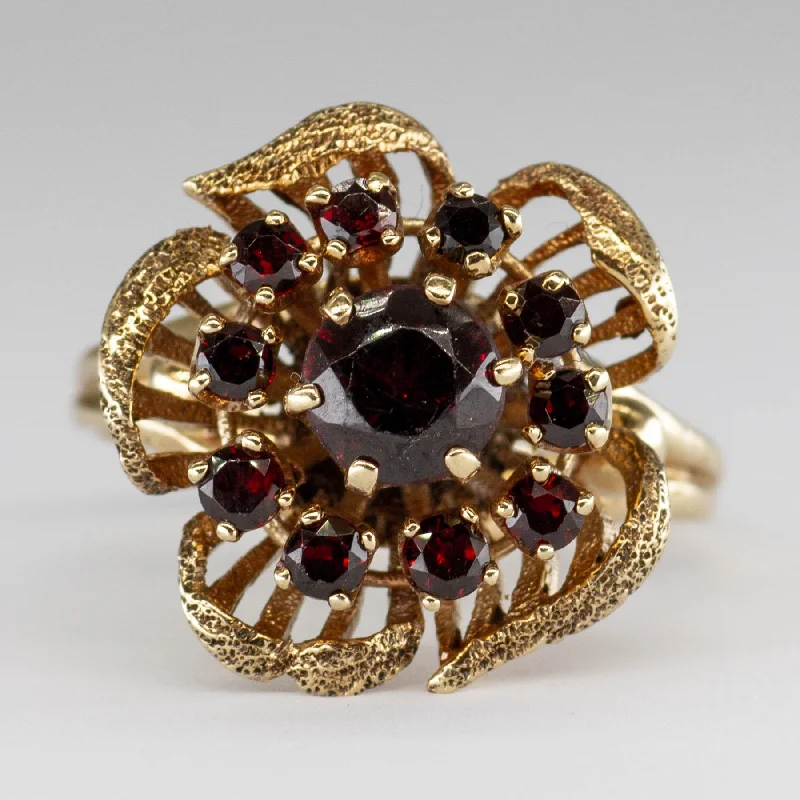 Customized Silver Jewelry For Unique Style Garnet Cluster 10K Gold Ring | 1.3 ctw | SZ 8.75 |