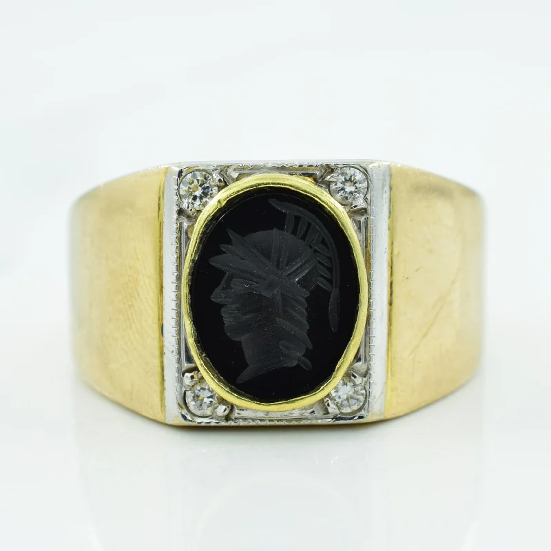 Exclusive Jewelry Discounts – Shop Now For Savings Intaglio Black Onyx & Diamond Ring | 2.00ct, 0.08ctw | SZ 9.75 |