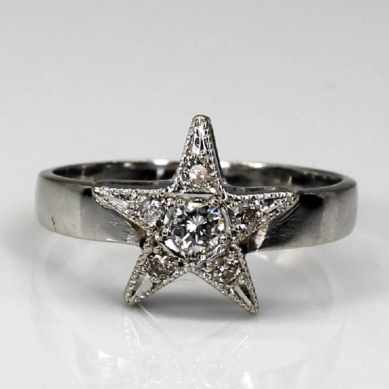 Exclusive Jewelry Sale – Sparkle For Less Milgrain Detail Star Design Diamond Ring | 0.25ctw | SZ 8.5 |