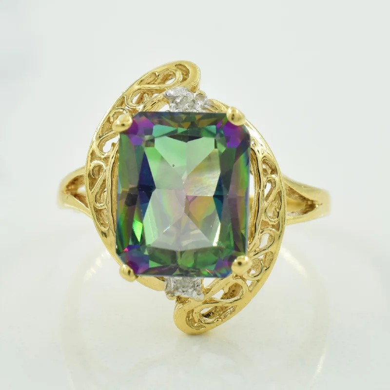 Buy More, Save More On Stunning Jewelry Pieces Mystic Topaz & Diamond Cocktail Ring | 4.00ct, 0.01ctw | SZ 6 |