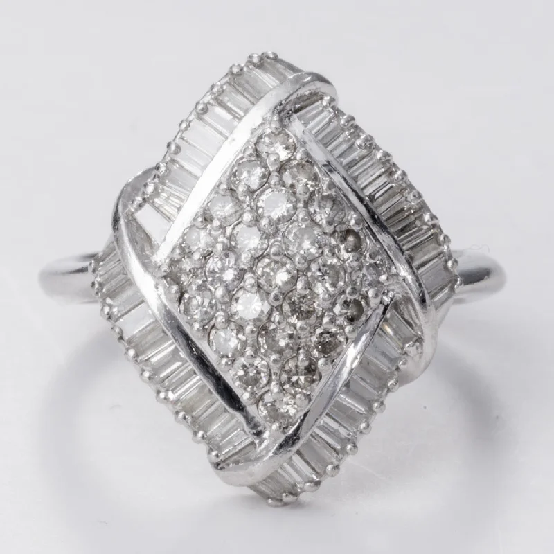 Huge Savings On Premium Jewelry Styles Platinum Navette Baguette and Round Diamond Ring | 1.10 ctw | Sz 5.25 Huge Savings On Premium Jewelry Styles Platinum Navette Baguette and Round Diamond Ring | 1.10 ctw | Sz 5.25