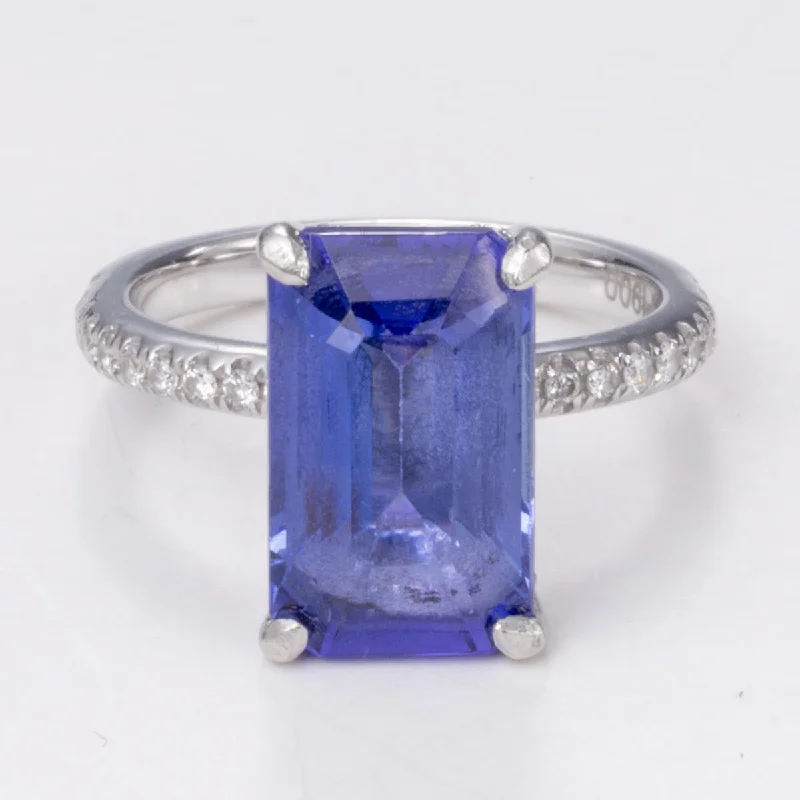 Last Chance To Shop High-End Jewelry At Markdown Prices Platinum Tanzanite and Diamond Ring | 4.16 ct, 0.34 ctw | Sz 3.25