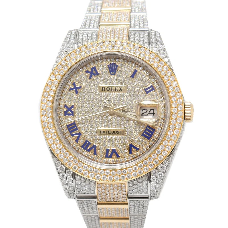 Luxury Jewelry Clearance – Shop Premium Styles Now Rolex Mens Datejust Iced Out Yellow Gold & Stainless Steel 41mm Iced Out Roman Dial Watch