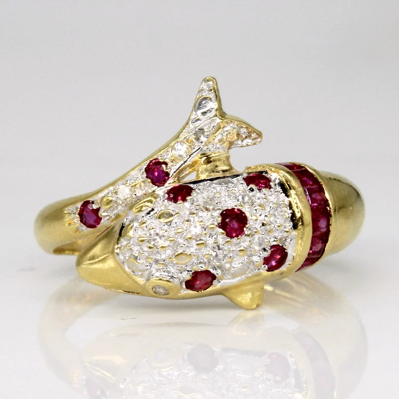 Get The Sparkle You Love At Prices You Adore Ruby & Diamond Dolphin Ring | 0.41ctw, 0.06ctw | SZ 7.5 | Get The Sparkle You Love At Prices You Adore Ruby & Diamond Dolphin Ring | 0.41ctw, 0.06ctw | SZ 7.5 |