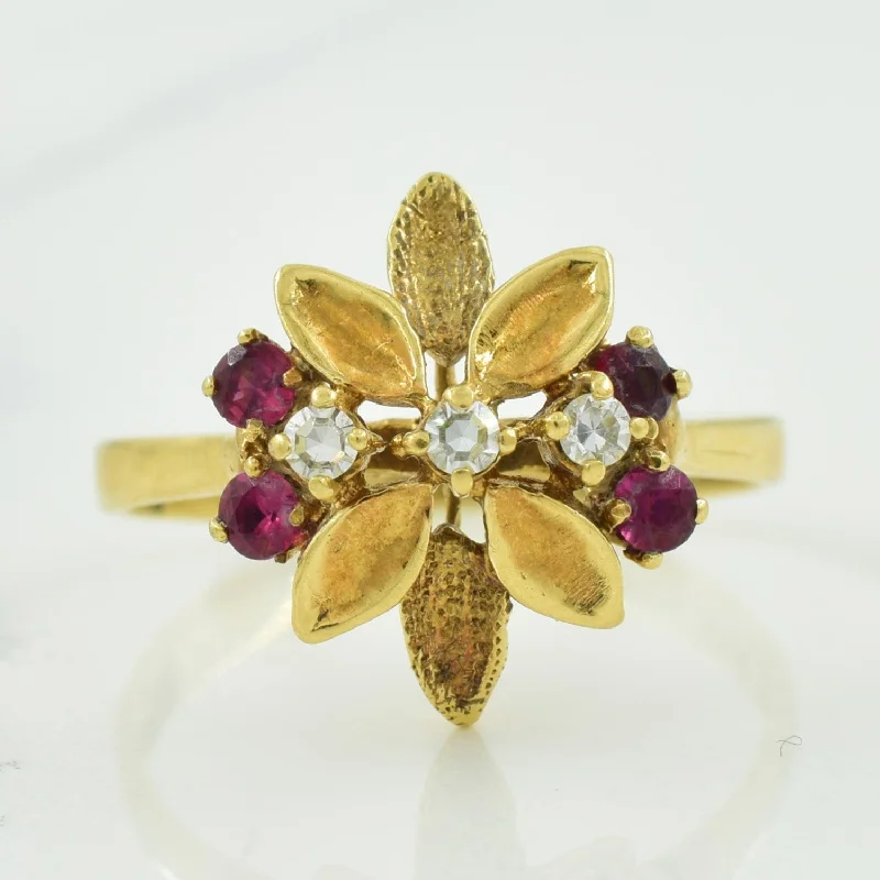 Get The Jewelry You Love At A Price You Love Ruby & Diamond Flower Ring | 0.14ctw, 0.06ctw | SZ 6 | Get The Jewelry You Love At A Price You Love Ruby & Diamond Flower Ring | 0.14ctw, 0.06ctw | SZ 6 |