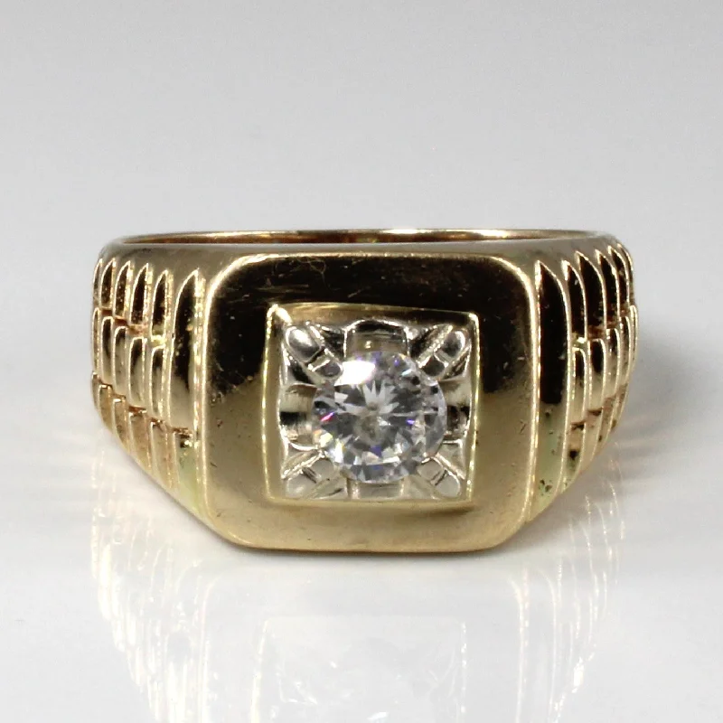 Premium Jewelry Now Available At Special Discounts Solitaire Diamond Textured Gold Ring | 0.59ct | SZ 10.5 |