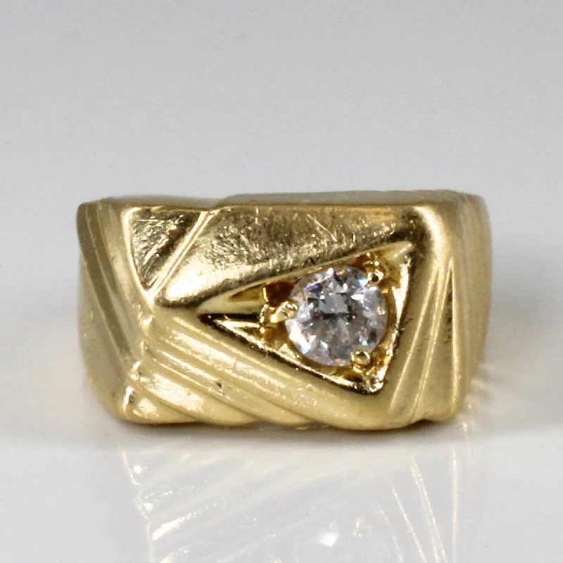 Bestselling Jewelry At Special Promotional Rates Solitaire Diamond Textured Signet Ring | 0.52ct | SZ 8.75 |