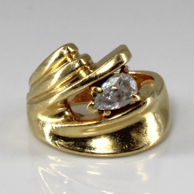 Limited-Stock Jewelry Sale – Once It's Gone, It's Gone Solitaire Pear Diamond Bypass Ring | 0.57ct SI2/I1 H/J| SZ 6.5 |