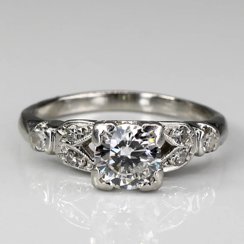 Last Chance To Shop High-End Jewelry At Markdown Prices Late Art Deco Solitaire with Accents Diamond Platinum Engagement Ring | 0.68ctw | SZ 4.5 |