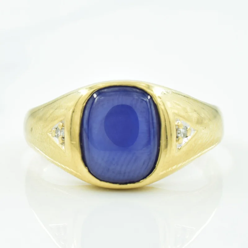Buy More, Save More On Stunning Jewelry Designs Synthetic Star Sapphire & Diamond Ring | 3.00ct, 0.02ctw | SZ 10.75 |