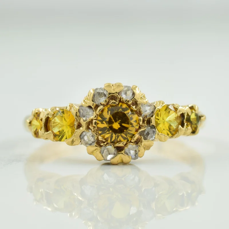 Limited-Time Offer On Premium Jewelry Collections Synthetic Yellow Sapphire & Diamond Ring | 0.50ctw, 0.04ctw | SZ 5.25 |