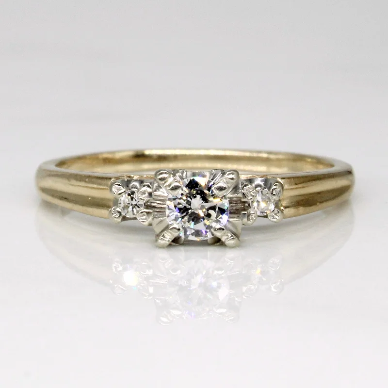 Dainty Floral Jewelry For Feminine Elegance Three Stone Diamond Ring | 0.21ctw | SZ 7.75 |