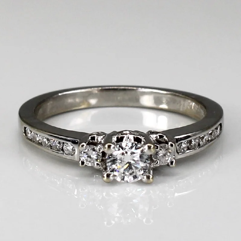 Discounted Luxury Jewelry – Shine Without The Splurge Three Stone Diamond with Accents Ring | 0.49ctw | SZ 7 |