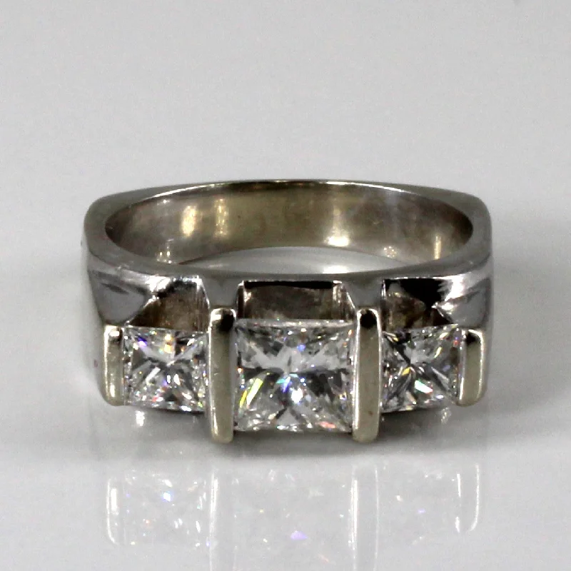 Gorgeous Jewelry, Limited-Time Savings Three Stone Princess Diamond Ring | 1.40ctw SI-I1 D/E | SZ 6.5 |