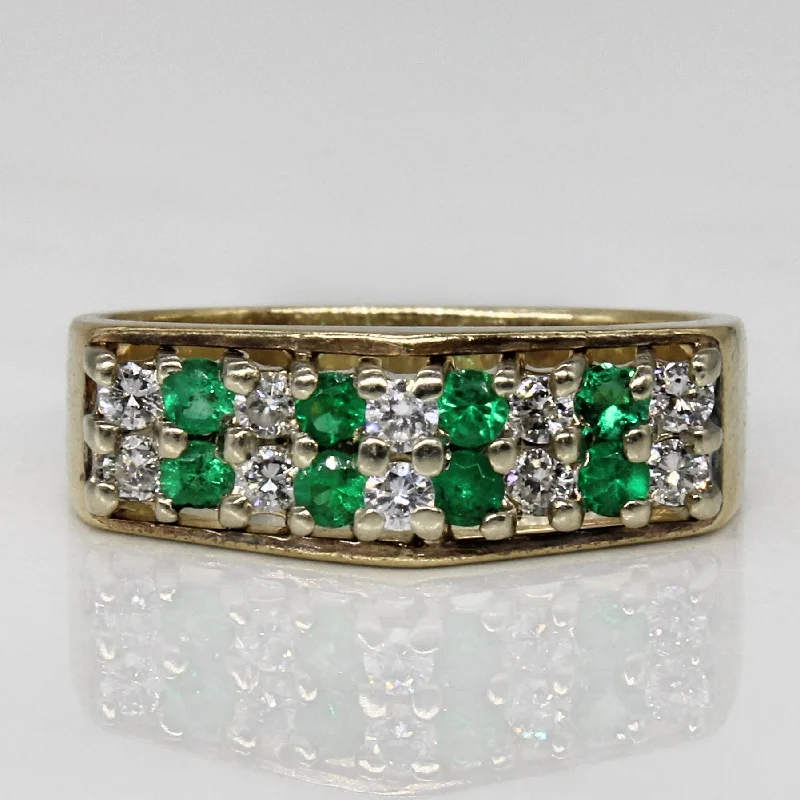 Trending Jewelry Now At Unbeatable Prices Diamond & Emerald Peaked Ring | 0.22ctw, 0.12ctw | SZ 6.75 |