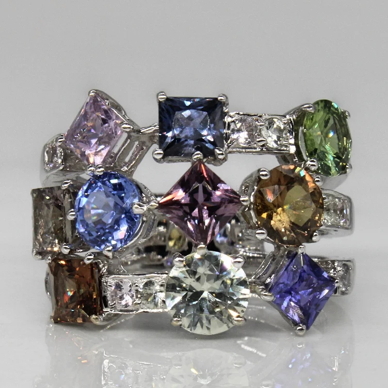Celebrate With Sparkle – Jewelry Sale Now Live Natural & Synthetic Sapphire Cocktail Ring | 5.30ctw | SZ 6.25 |