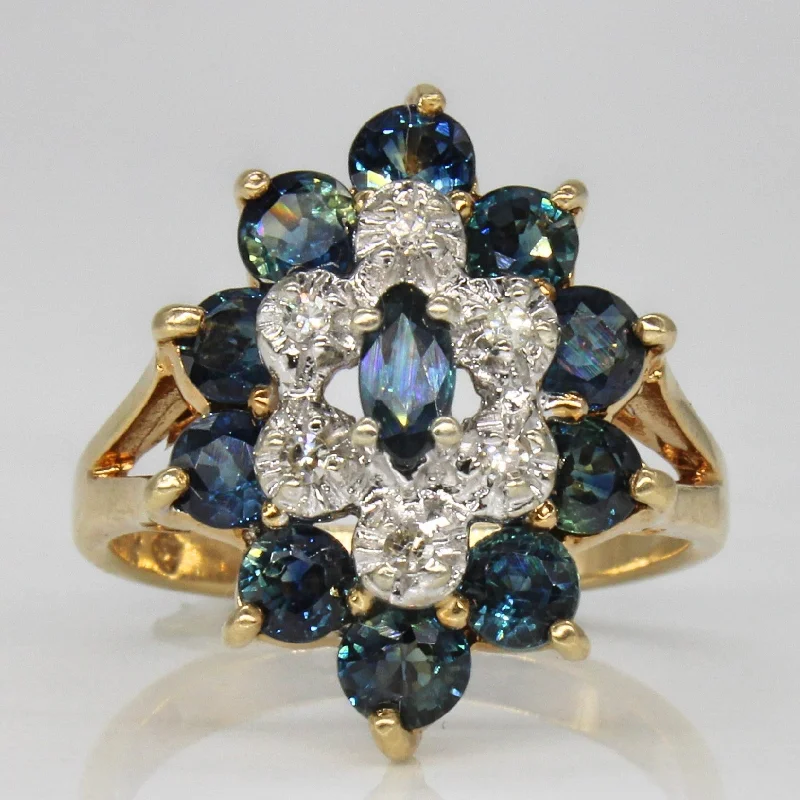 Elegant Jewelry Styles At Budget-Friendly Prices High Set Sapphire & Diamond Cocktail Ring | 1.10ctw, 0.03ctw | SZ 6.25 |