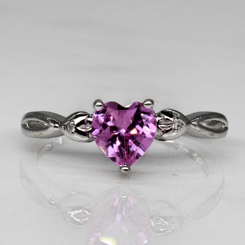 Get The Best Deals On Timeless Jewelry Pieces Synthetic Pink Sapphire Heart Ring | 0.90ct, 0.01ctw | SZ 7 |