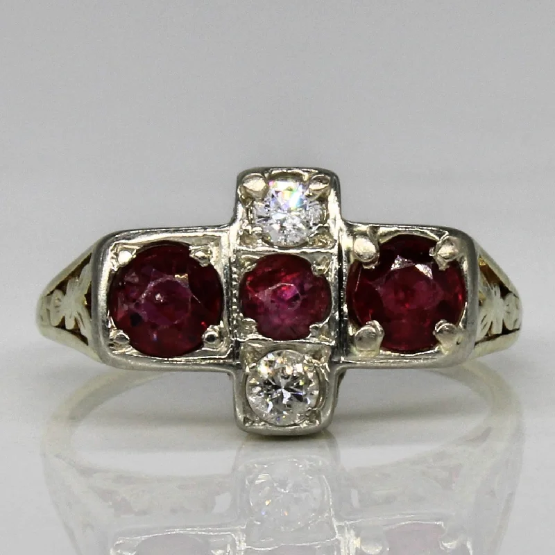 Gorgeous Jewelry, Limited-Time Savings Art Deco Synthetic Ruby & Diamond Ring | 0.50ctw, 0.10ctw | SZ 3.25 |