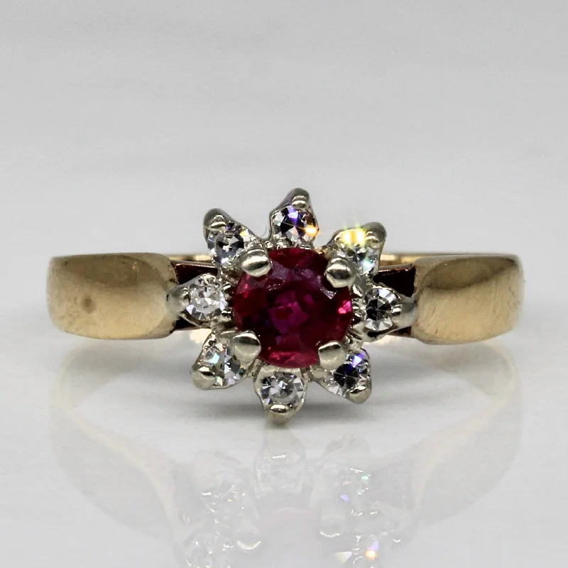 Final Call For Exquisite Jewelry At Reduced Rates Synthetic Ruby & Diamond Cluster Ring | 0.25ct, 0.08ctw | SZ 5 |