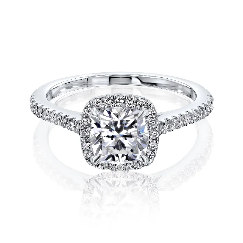 Cushion Moissanite Floating Halo Ring