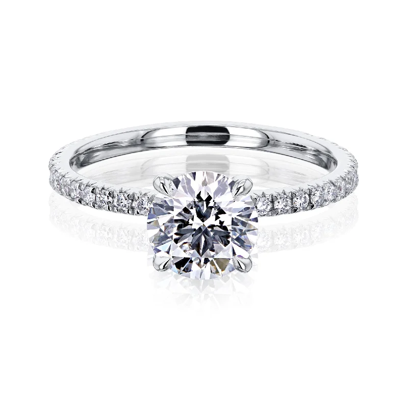 1-1/3ct.tw Round Diamond Wrap Basket French Pavé Ring (Certified)