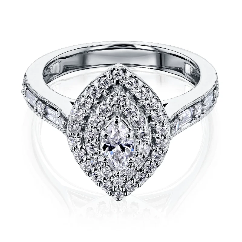 Marquis Cluster Slim Shank Diamond Ring