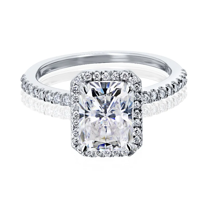 Rhona Radiant Halo Petite Ring - Moissanite & Lab Diamonds