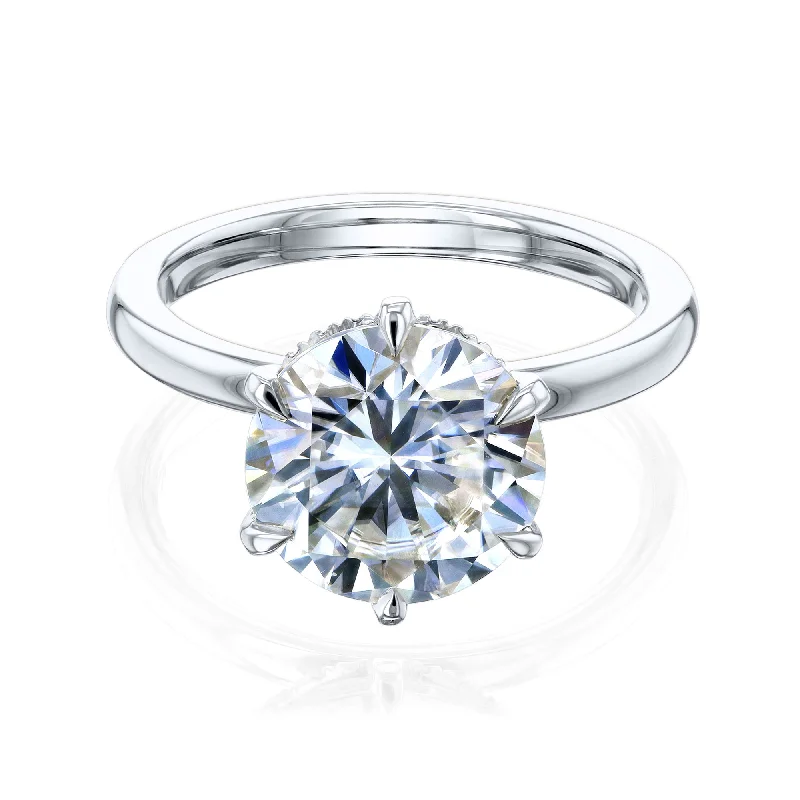 Rosemarie – 3.1ct Moissanite with Lab-Grown Diamond Hidden Eternity Halo - Solid Gold Band