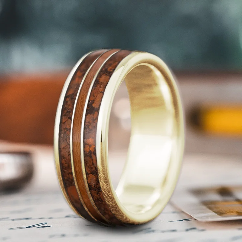 Buy More, Save More On Stunning Jewelry Pieces Custom Design - 3-Inlay Narrow Center Ring WLHI9sFkwFJaFHQQ3gtA6aLD