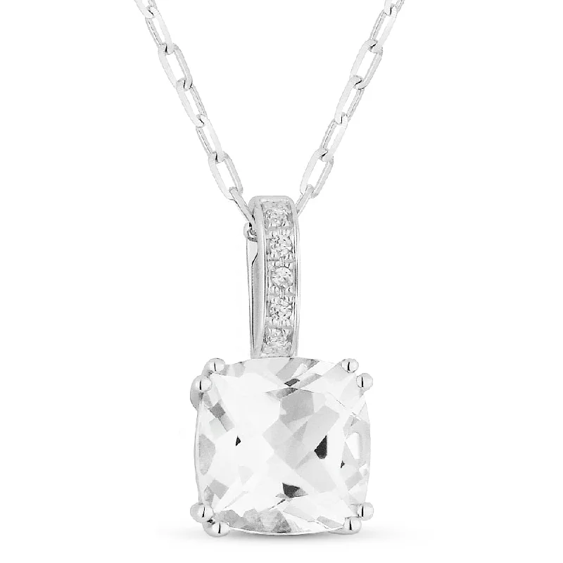 Exclusive Jewelry Sale – Sparkle For Less 1.72Ct White Topaz 16"pendant Necklace In 14K White Gold