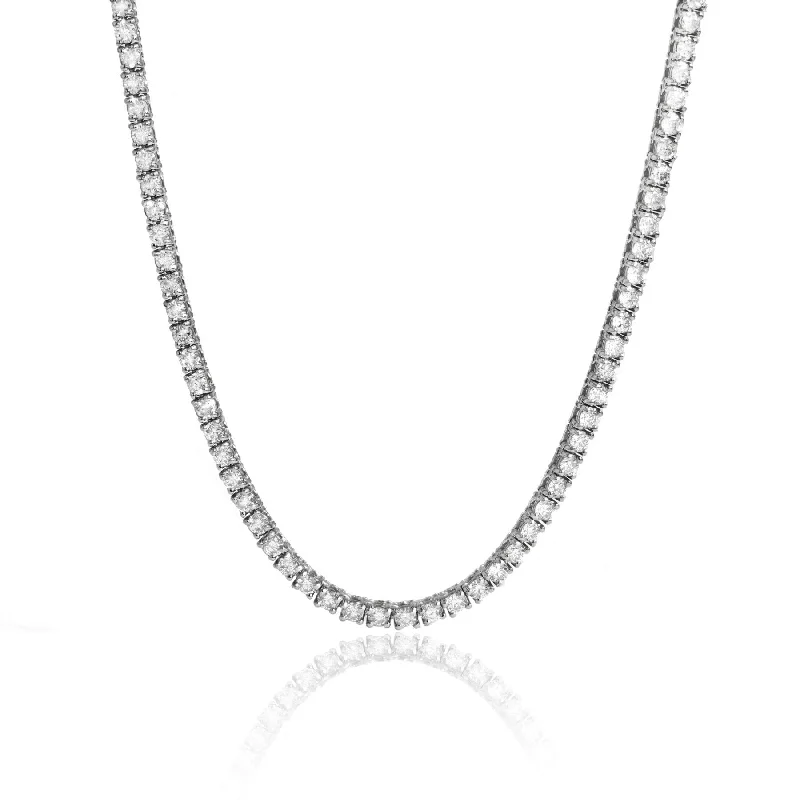 Timeless Elegance At Unbelievable Discounts 14 kt white gold, 16" 4 prong diamond tennis necklace featuring 5.00 cts tw round diamonds