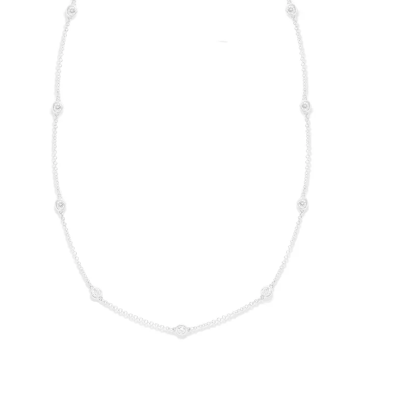 Your Dream Jewelry At Dream Prices 14 kt white gold, 18" diamonds-by-the-yard necklace featuring 0.50 cts tw round diamonds Your Dream Jewelry At Dream Prices 14 kt white gold, 18" diamonds-by-the-yard necklace featuring 0.50 cts tw round diamonds