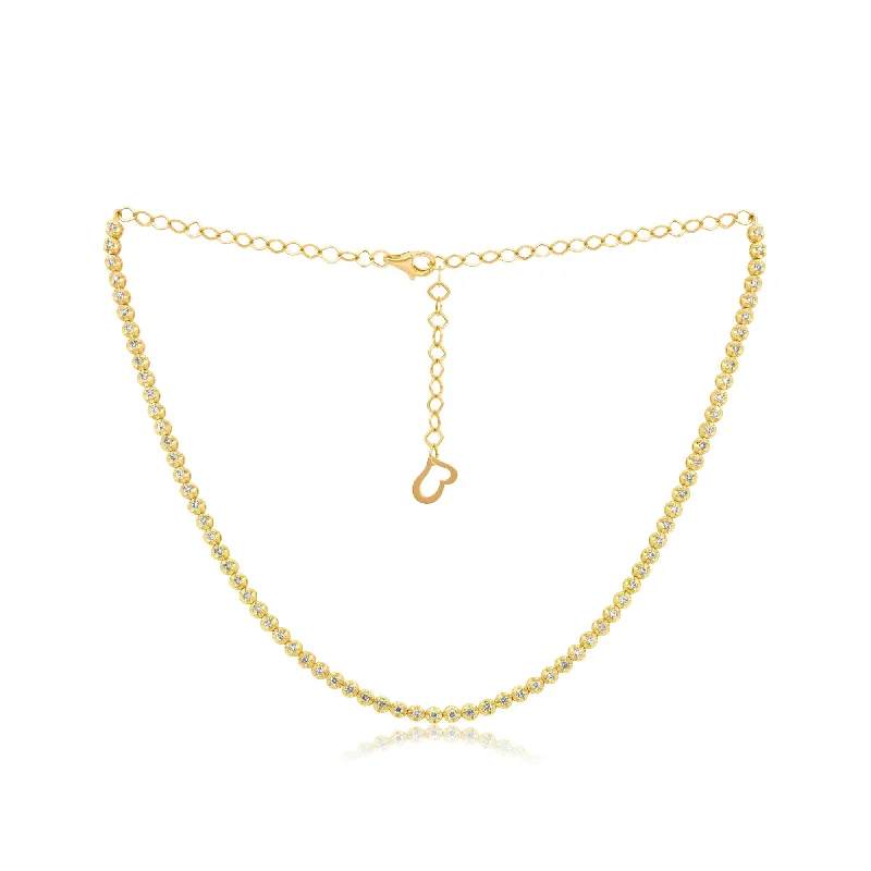 Timeless Beauty, Unbeatable Deals – Jewelry Sale On 14 kt yellow gold, 14" diamond choker necklace featuring 2.30 cts tw brilliant cut round diamonds Timeless Beauty, Unbeatable Deals – Jewelry Sale On 14 kt yellow gold, 14" diamond choker necklace featuring 2.30 cts tw brilliant cut round diamonds