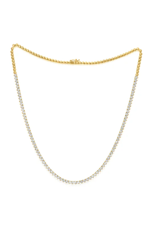 Jewelry Deals That Sparkle – Shop Today 14 kt yellow gold, 17" 3 prong diamond half-way tennis necklace featuring 3.50 cts tw round diamonds Jewelry Deals That Sparkle – Shop Today 14 kt yellow gold, 17" 3 prong diamond half-way tennis necklace featuring 3.50 cts tw round diamonds