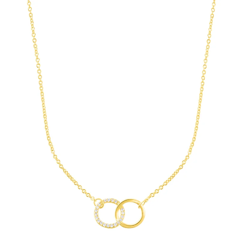 14k Gold Plated Adjustable Pave CZ Rings Necklace