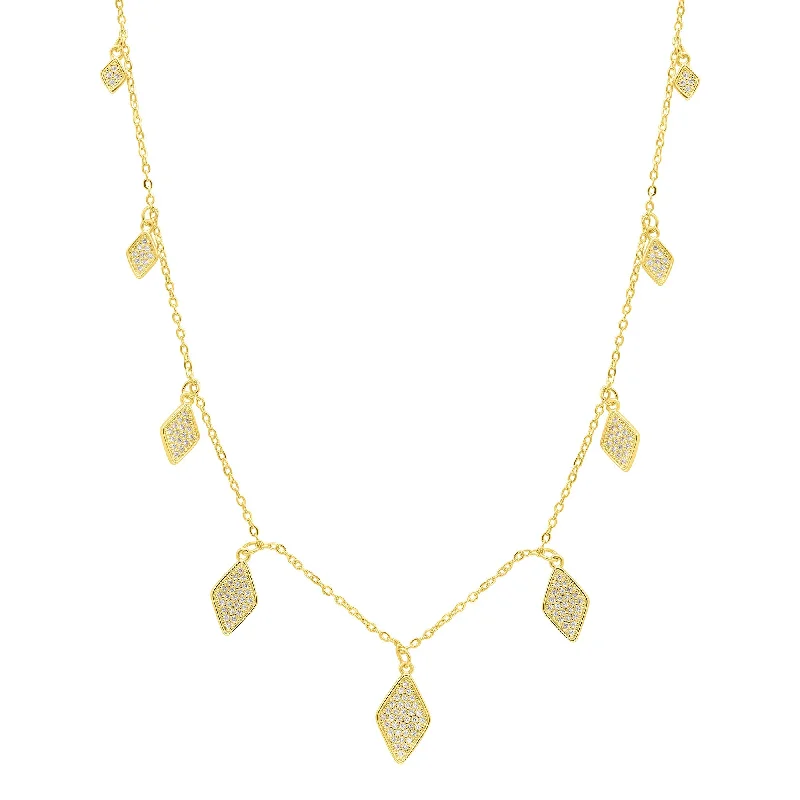 14k Gold Plated Diamond Drop Confetti Necklace