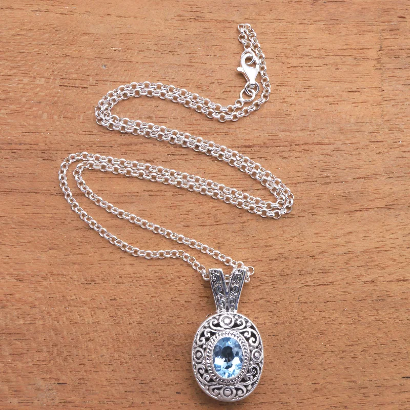 Luxury Jewelry Clearance – Shop Premium Styles Now Angel Eye Swirl Pattern Blue Topaz Pendant Necklace from Bali Luxury Jewelry Clearance – Shop Premium Styles Now Angel Eye Swirl Pattern Blue Topaz Pendant Necklace from Bali